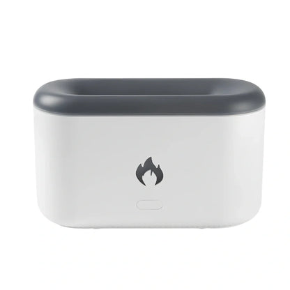 Black and white USB flame aroma diffuser with 300ml water tank for room humidification