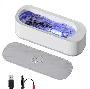 Portable ultrasonic glasses cleaner with display for automatic cleaning