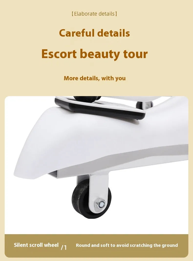 Steel-framed leg stretching equipment with foam padding in pink or blue, optional backrest version available