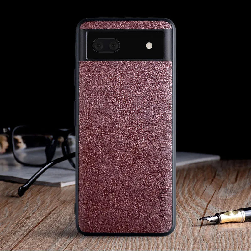 PU lychee skin phone case for Google Pixel 6, 6A and 6 Pro in black, brown, coffee or red