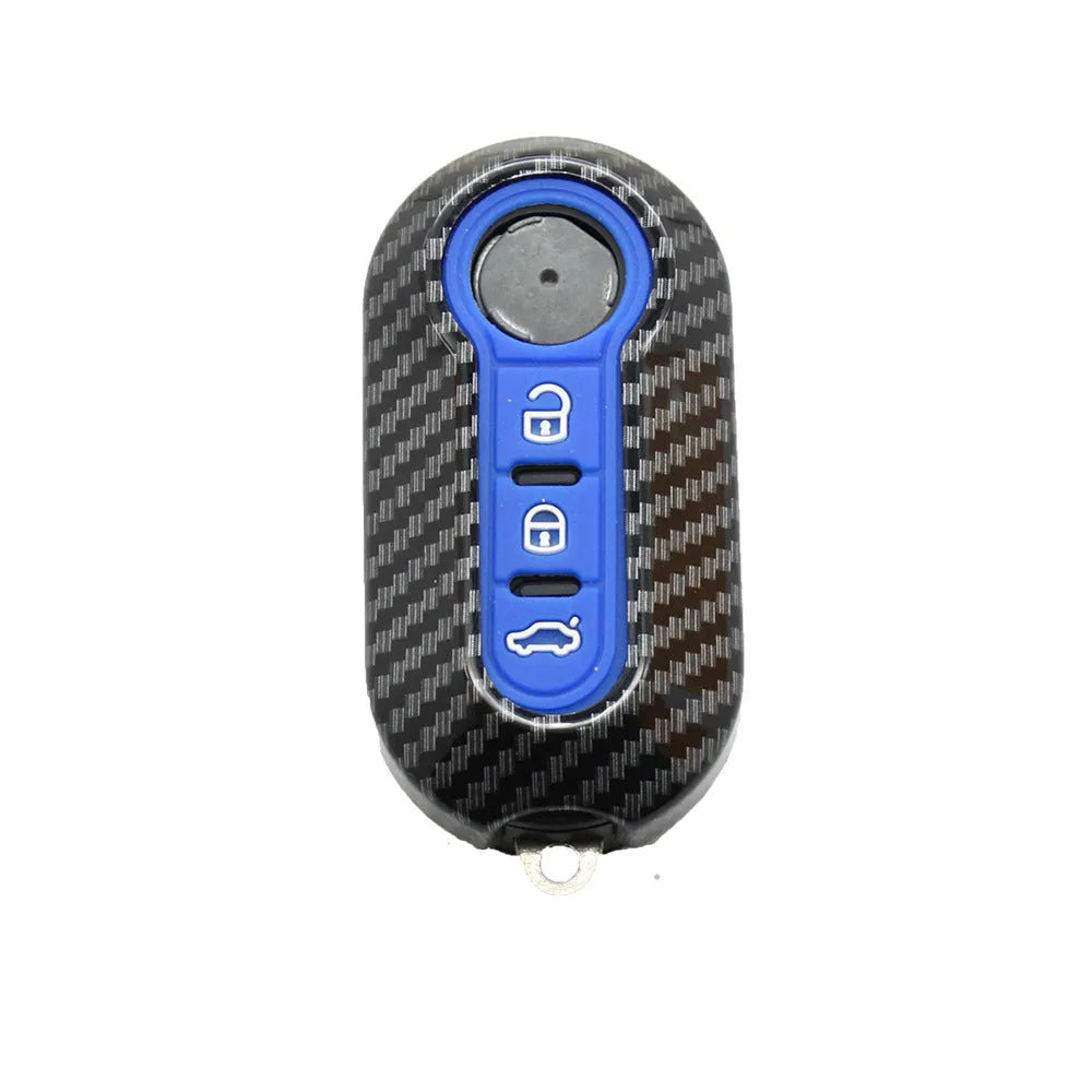 Fiat 500 Boyue FYT remote key case replacement shell in carbon fibre ABS plastic