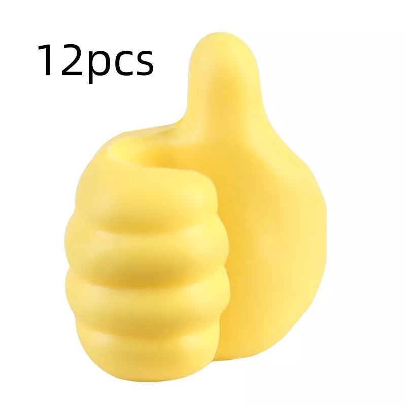 Silicone thumb wall hooks in various colors for organizing kitchen and bathroom items