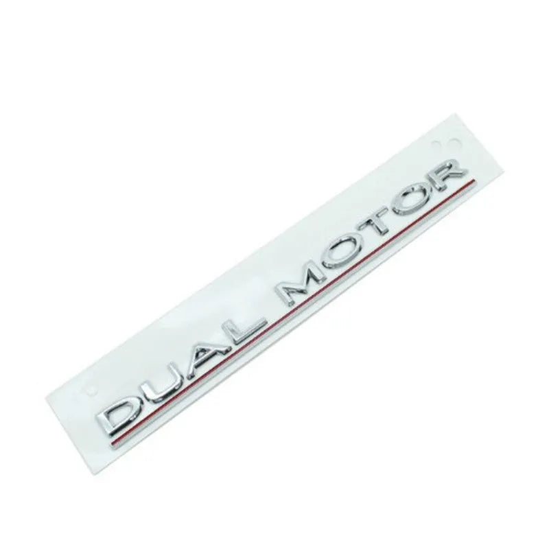 Model 3 car bumper sticker measuring 19cm by 3cm in ABS plastic with matte black and red stripe design