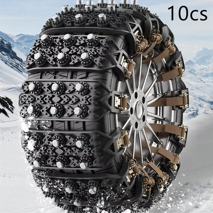 Universal rubber snow nonskid chains for car tires in yellow and black