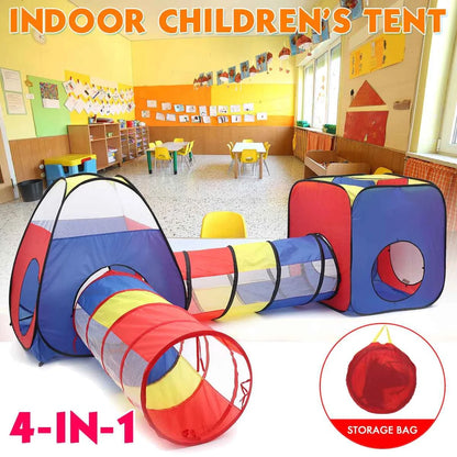 Foldable kids play house with a tent, ball pit, and tunnel for indoor and outdoor fun