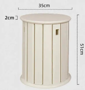 Stackable iron dining stool with round seat in modern design, showing graphic customisation option