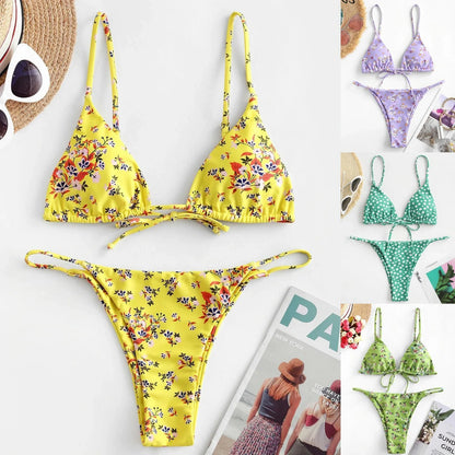 Summer flowers print push-up bikini in various colors for beach wear