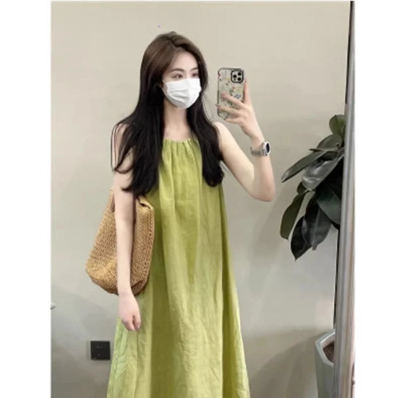 Plus size asymmetric sleeveless vest skirt in green with matching trousers