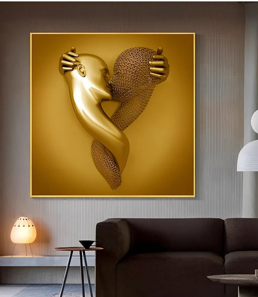 American Valentine wall decoration painting with metal frame and oil canvas in 40cm and 60cm sizes