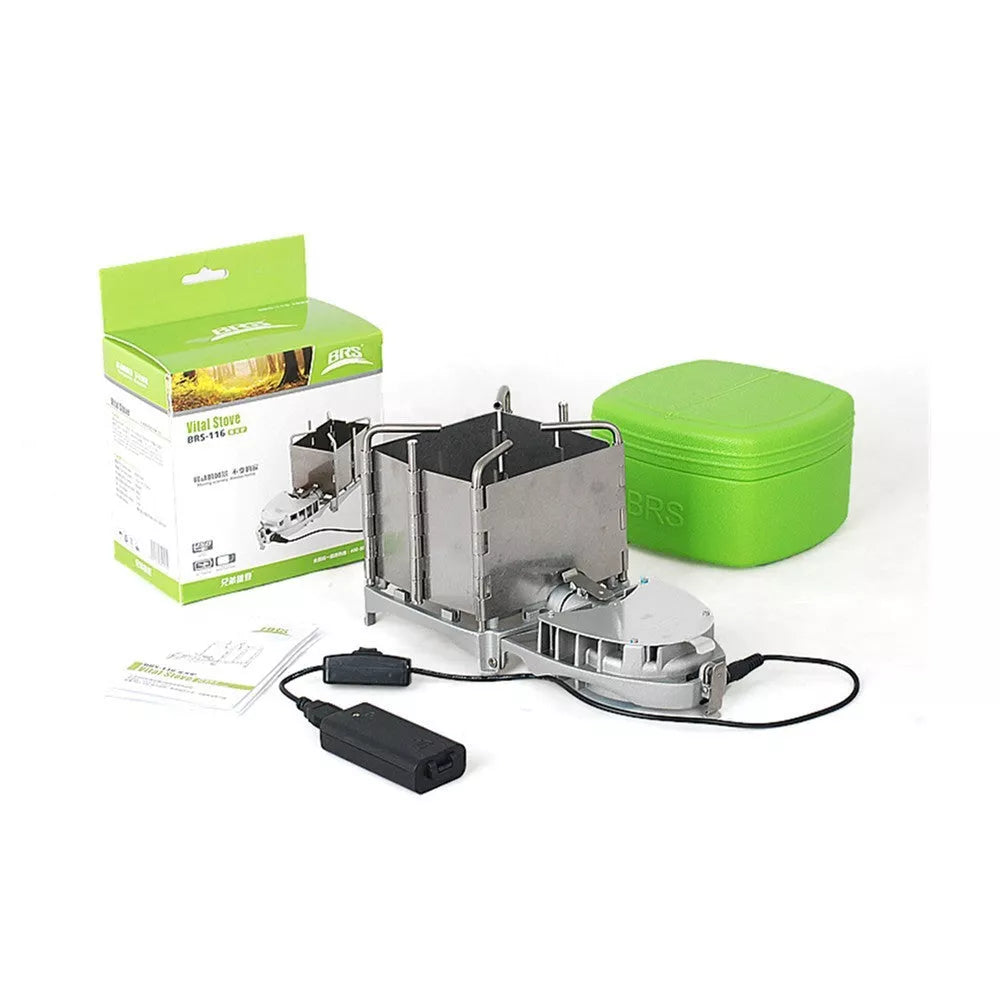 Portable stainless steel wood stove for camping with grill, compact and lightweight design