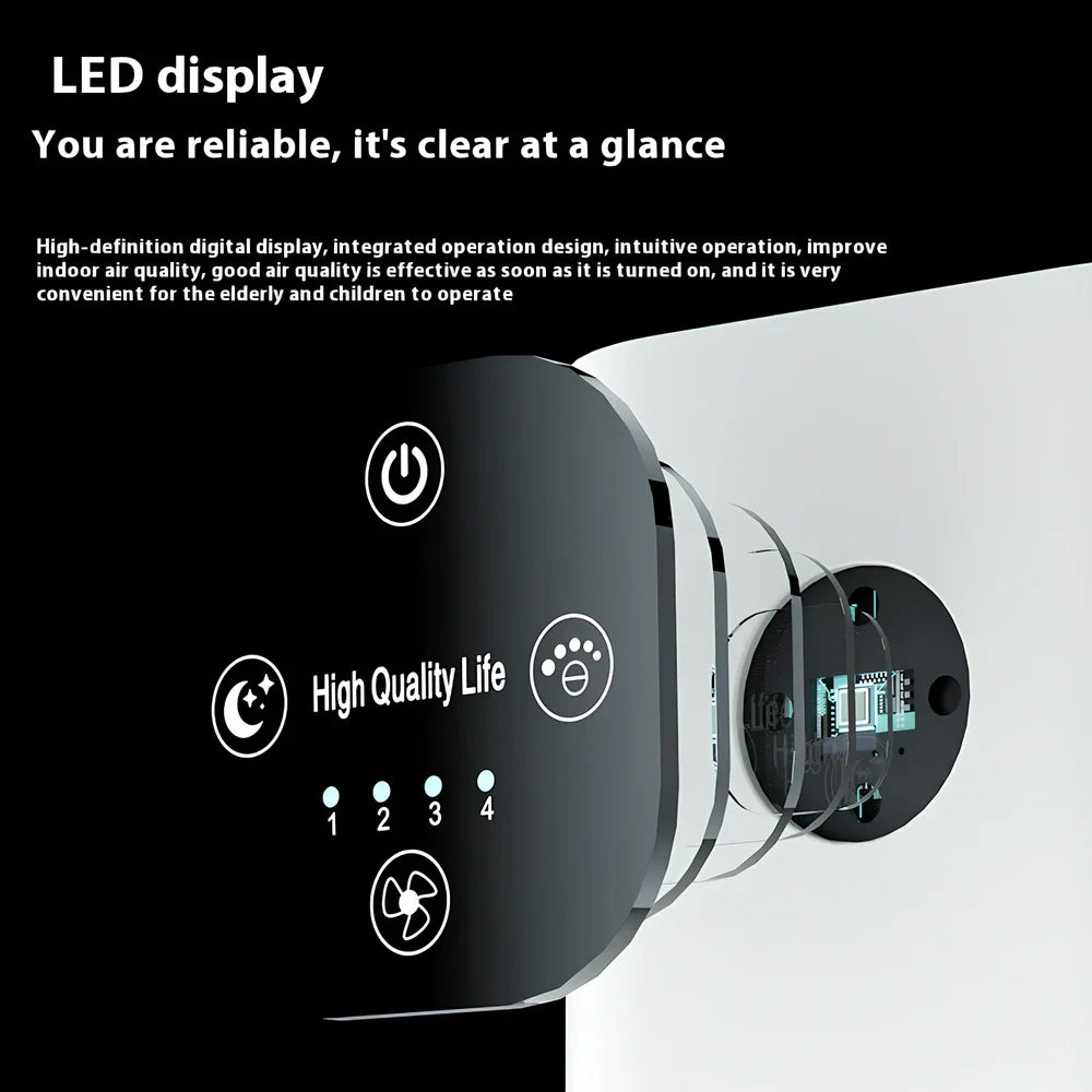 Beige desktop air purifier with HEPA filter for formaldehyde and smoke removal measuring 25cm