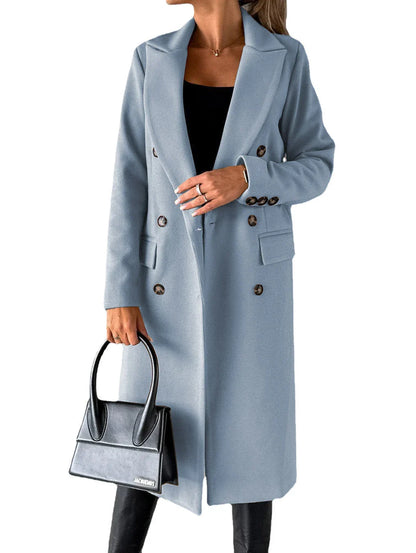 Stylish long sleeve lapel coat in various colors for trendy winter fashion