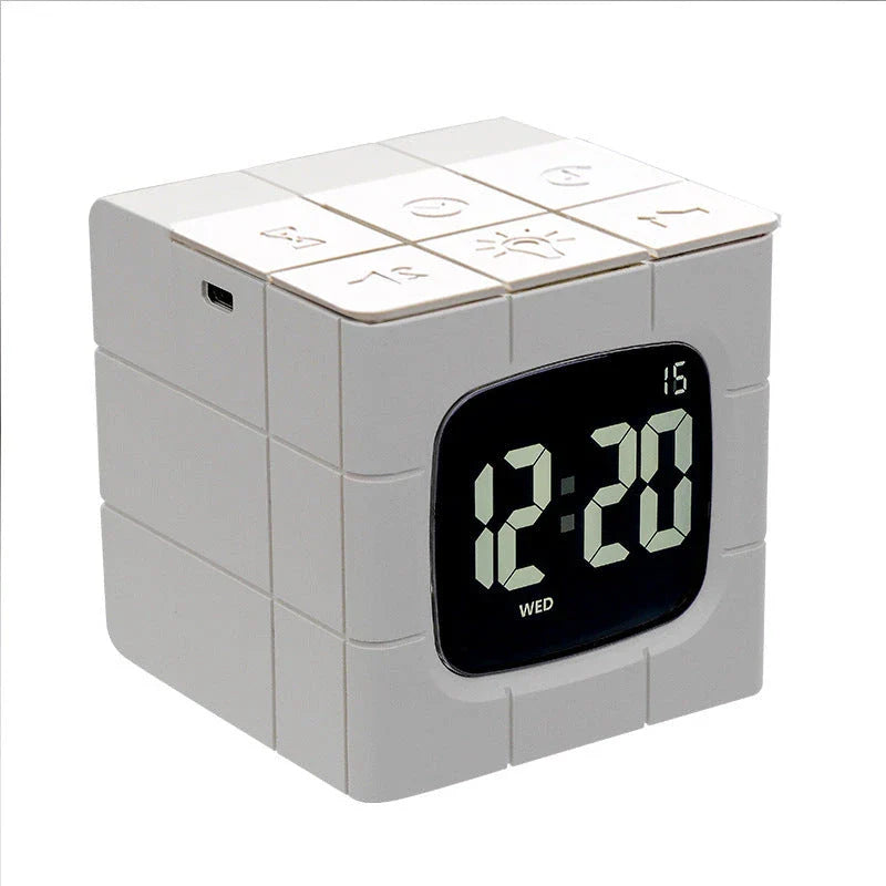 Multipurpose Rubik's Cube Alarm Clock with Voice Control and USB Charging for Home, School, and Office Use