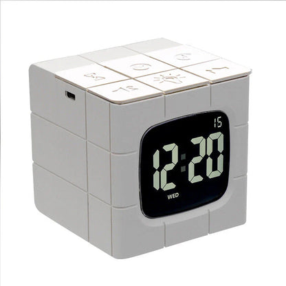 Multipurpose Rubik's Cube Alarm Clock with Voice Control and USB Charging for Home, School, and Office Use