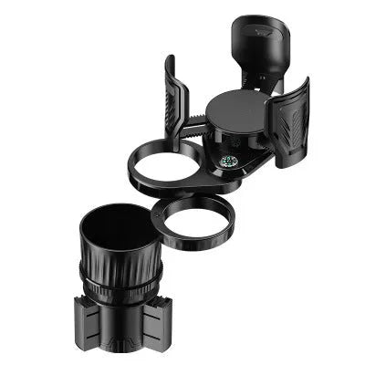 Carbon fibre black car cup holder with adjustable base showing 6.5-10 cm retractable mechanism