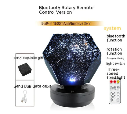 LED starry sky projector night light projecting constellations onto ceiling with remote control