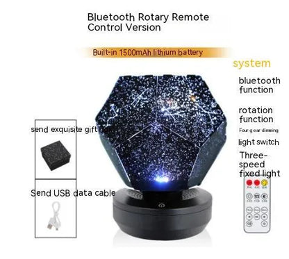 LED starry sky projector night lamp projecting constellation patterns on bedroom ceiling with remote control