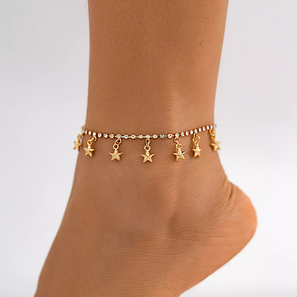 Beach Star Tassel Ankle Ring in gold and black, lightweight summer jewelry