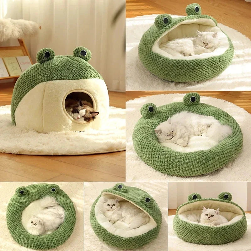 Little Frog Series Warm Plush Mat for small pets under 5KG in green frog design