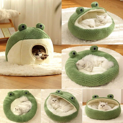 Little Frog Series Warm Plush Mat for small pets under 5KG in green frog design