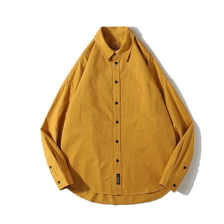 Men's loose-fit Japanese cardigan shirt in cotton for summer, available in multiple colours.