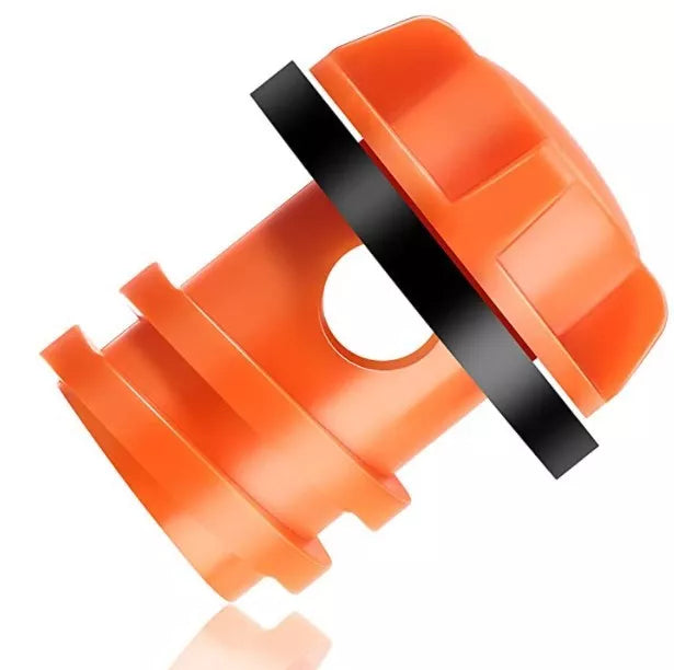 Silicone refrigerator drain plug in red, blue, black, and orange colors