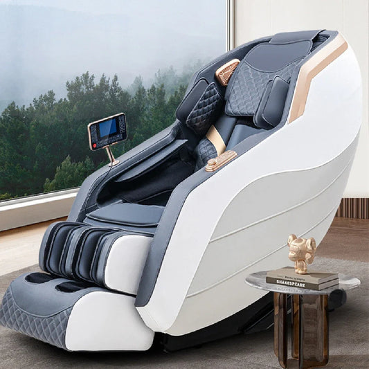 Brown full-automatic domestic capsule massage chair with SL guide rail and handheld remote control