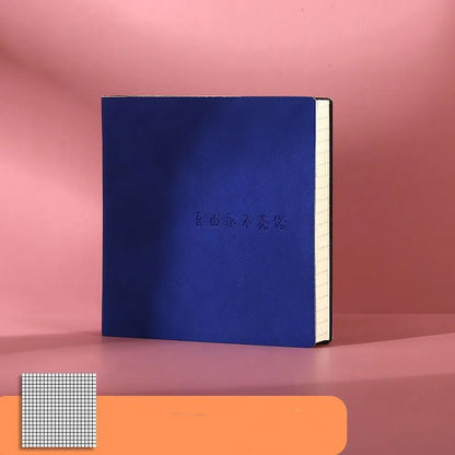 Square faux leather mesh cover notebook open on a blank Daolin paper page.