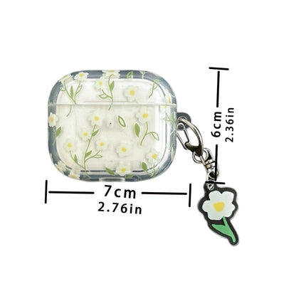 White floral pattern transparent TPU protective cover for Apple AirPods case