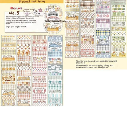 Haemorrhoid tape packaging stickers with cute cartoon characters on Japanese paper, 42 style options