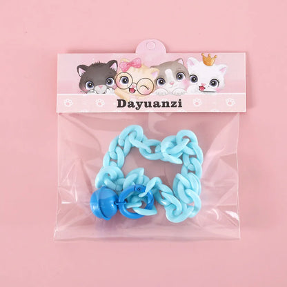 Adjustable plastic pet collar in macaron colours with chain design for cats dogs rabbits