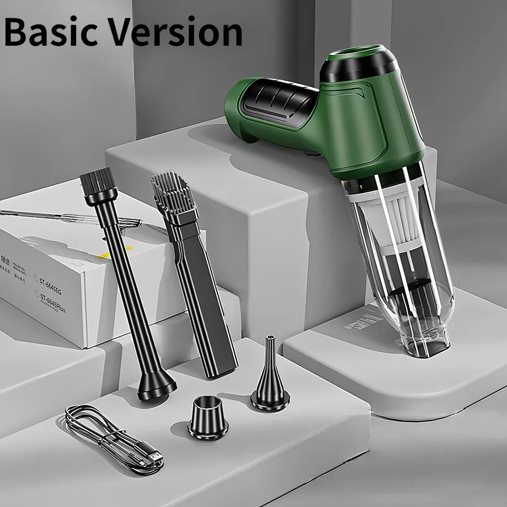 Wireless handheld car vacuum cleaner with multiple nozzle attachments for vehicle interior cleaning