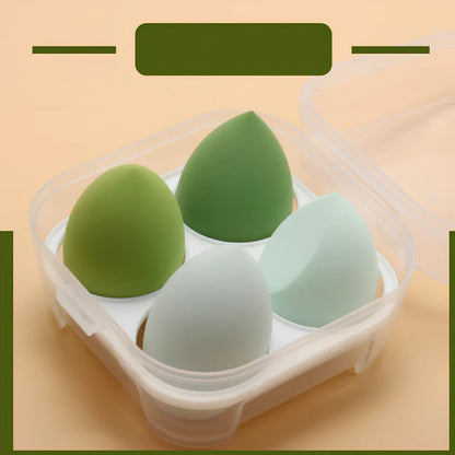 Four Beauty Egg makeup eggs in different colours with diagonal cut design, each measuring 60x40mm