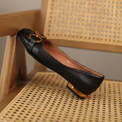 Women's black Wanwan Lei style Mary Jane pumps with a square toe, shallow mouth, and super high heel.