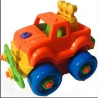 Hands-on STEM toy with various vehicle model components that can be disassembled and reassembled
