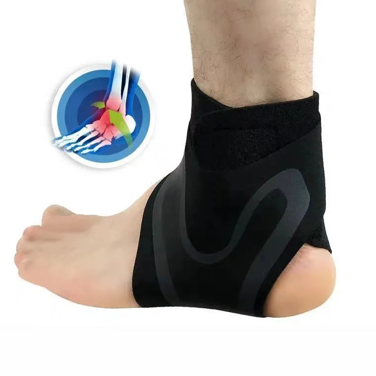 Ankle support brace for the right or left foot in sizes medium, large, and extra-large.