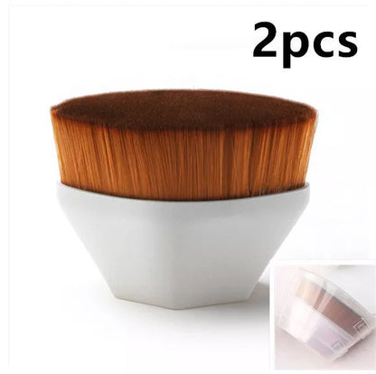 Professional foundation brush kit for BB cream and loose powder application in black, white, and pink