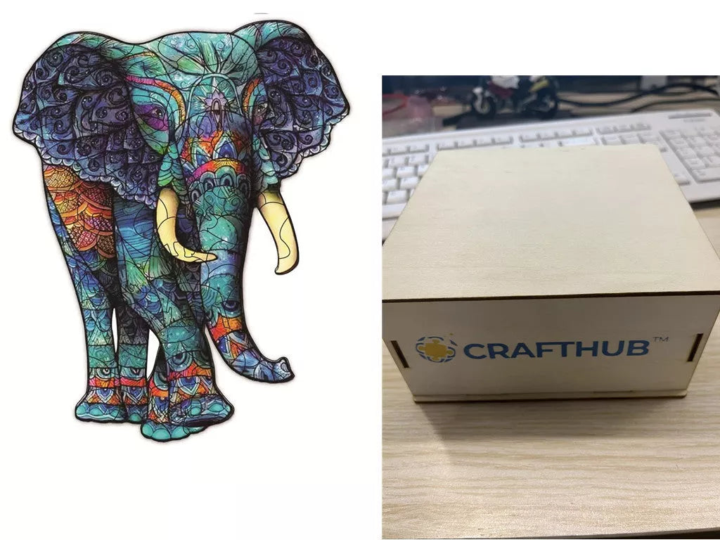 Animal Puzzle Craft Hub A3 Size Wooden Box for puzzle storage and organization