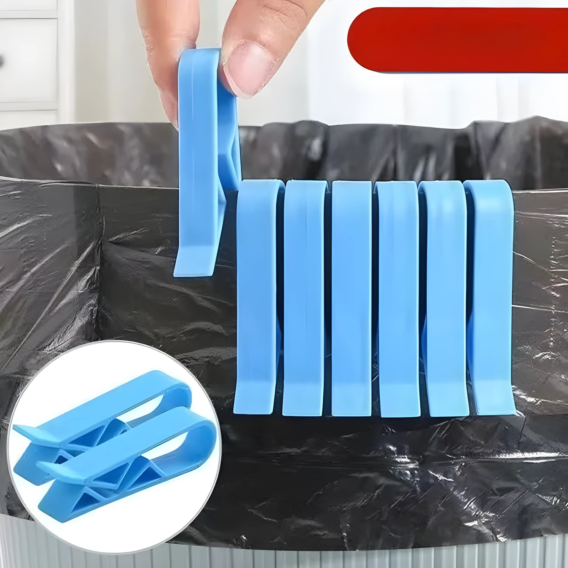 PP plastic non-slip garbage bag fixing clip for securing bin liners.