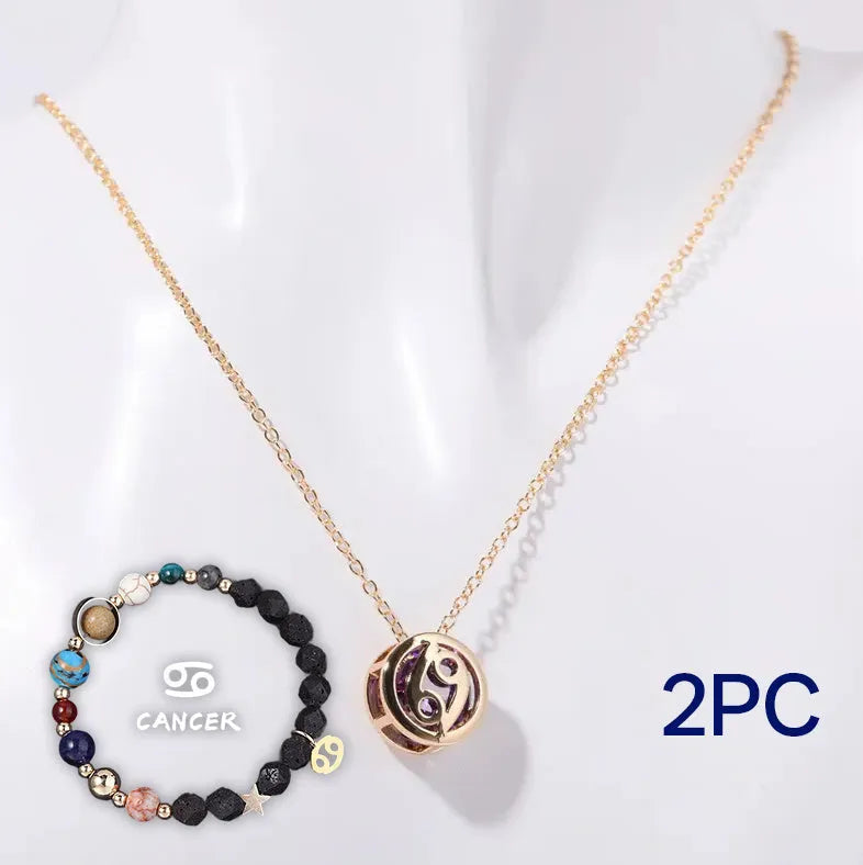 Natural stone beaded necklace and matching bracelet jewellery set with semi-precious gemstones