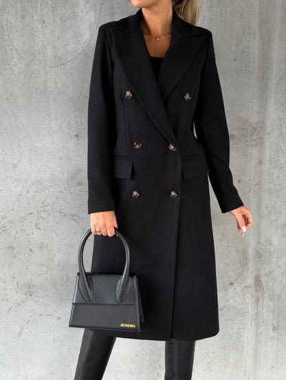 Stylish long sleeve lapel coat in various colors for trendy winter fashion