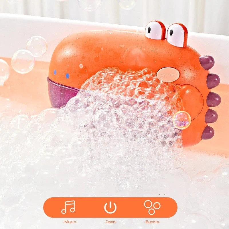 Baby Bath Toys Bubble Music Machine in various colors, producing bubbles with music for fun bath times