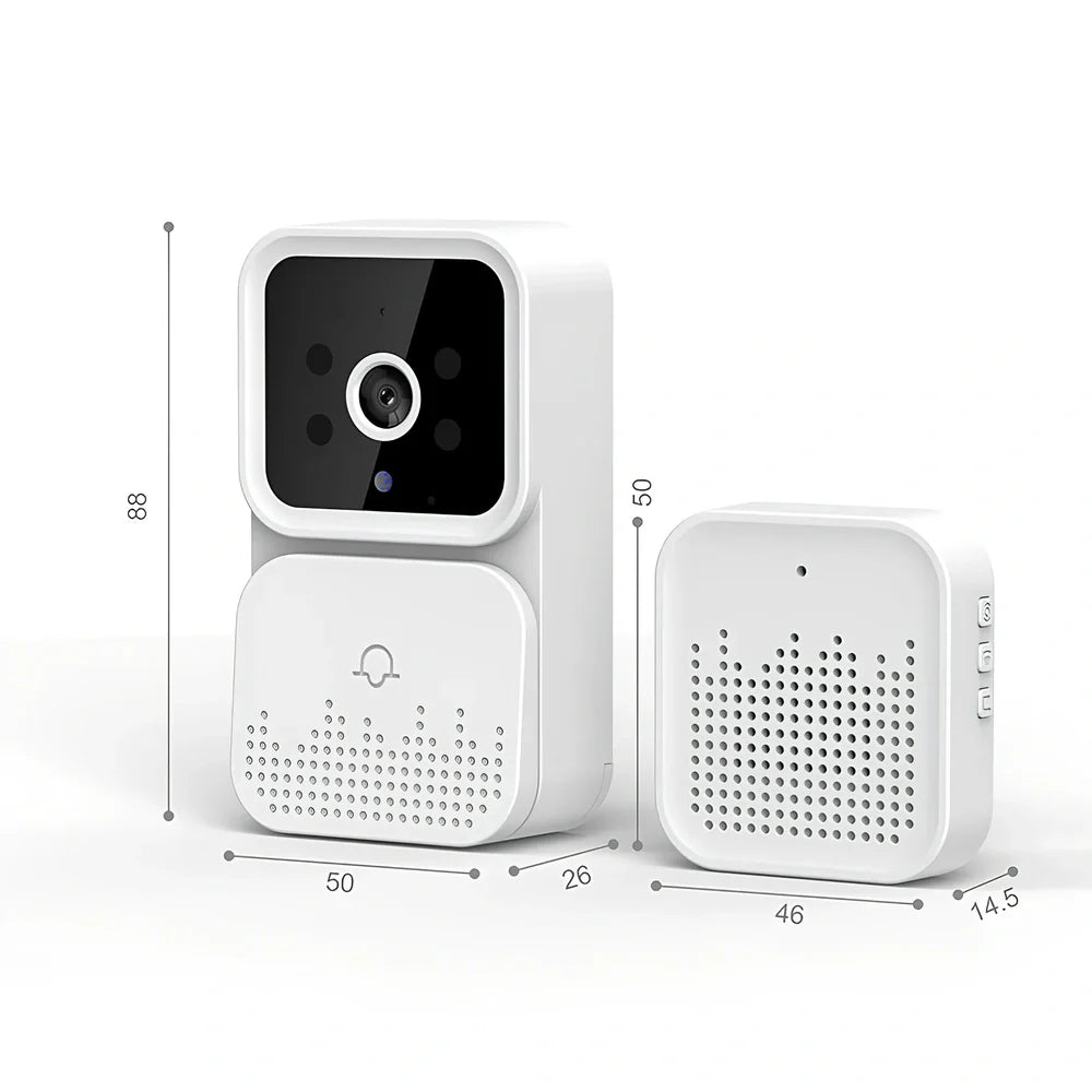 White X6 wireless video doorbell with infrared night vision camera and mobile app connectivity