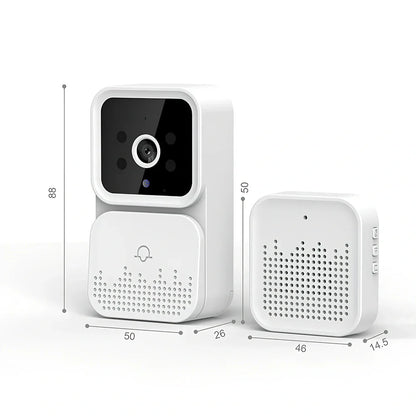 White X6 wireless video doorbell with infrared night vision camera and mobile app connectivity