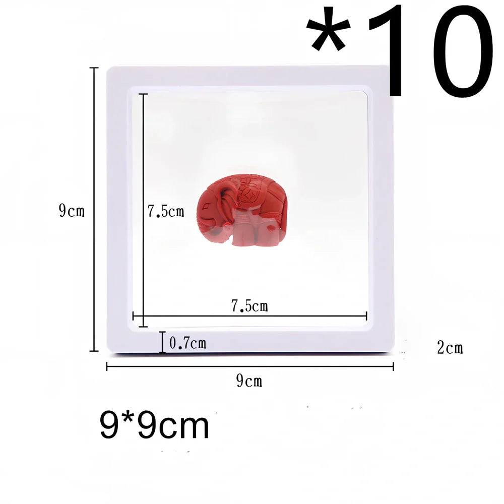 Black 11x11cm suspended 3D floating display frame holder with square base for coins and gems