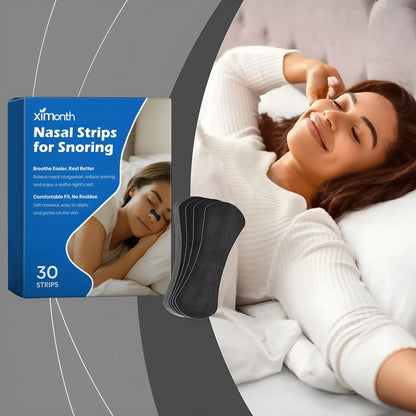 Anti-snoring nasal sticker strips pack containing 30 individual adhesive patches
