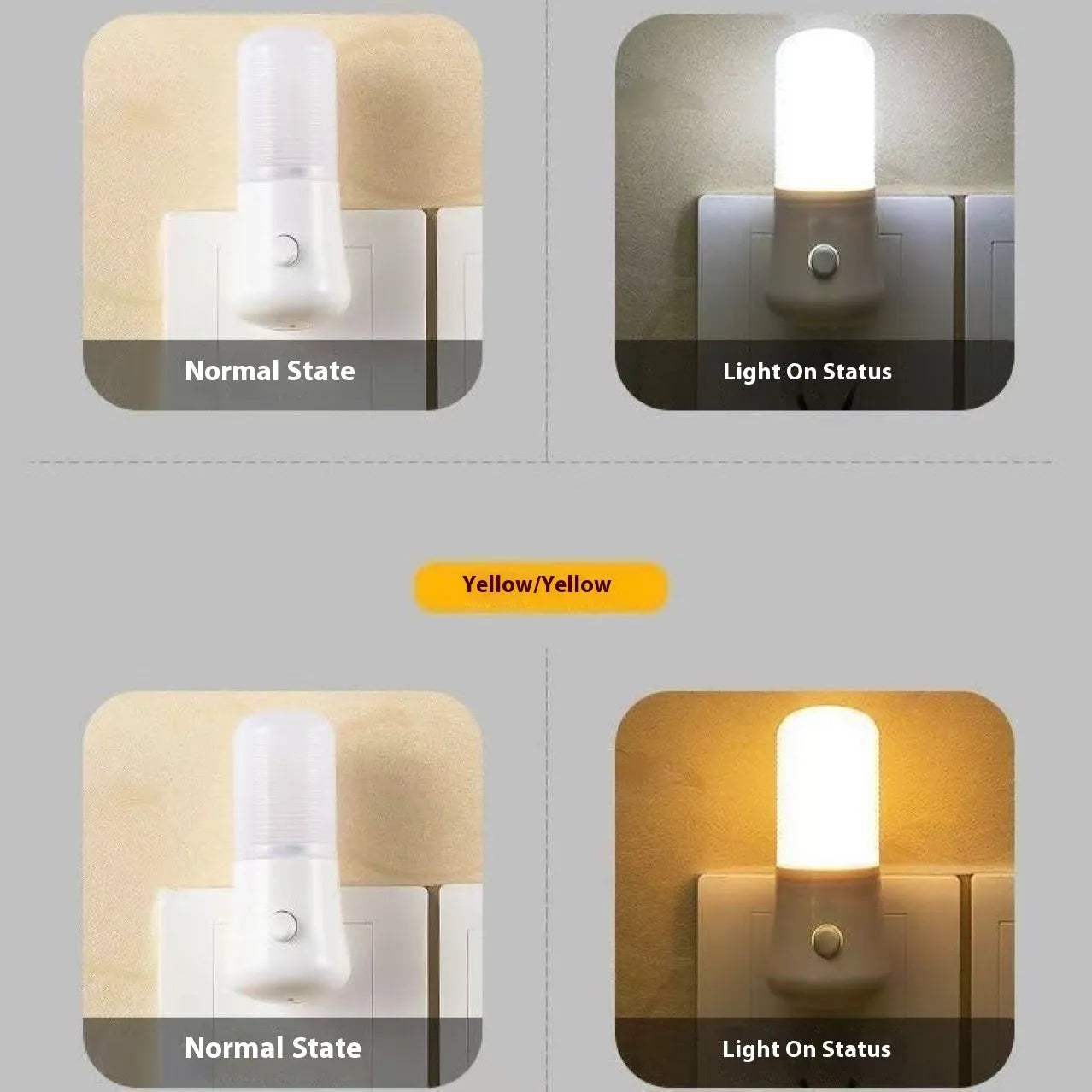 Minimalist plug-in bedside night light with dual colour options and compact square design