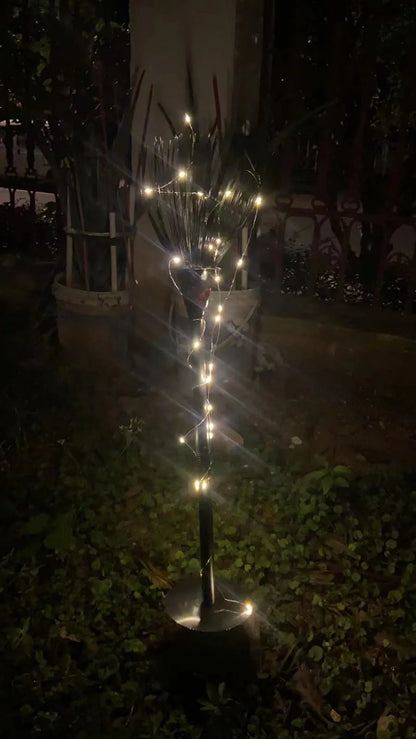 Halloween Pre-lit Broom with orange mini lights and textured handle