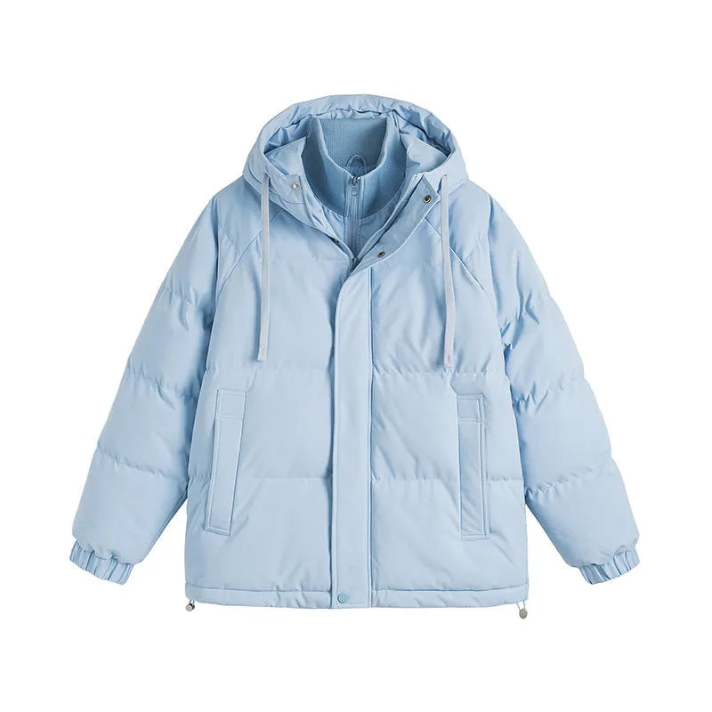 Winter cotton-padded coat in loose fit with side pockets, available in six colours including mustard yellow and light blue
