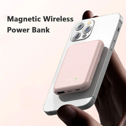 Mini Magnetic Wireless Power Bank with Fast Charging 5000mAh in various colors